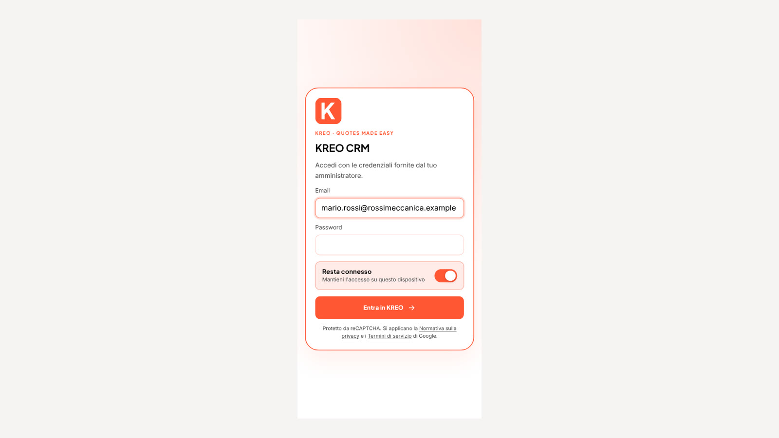 Accesso mobile KREO